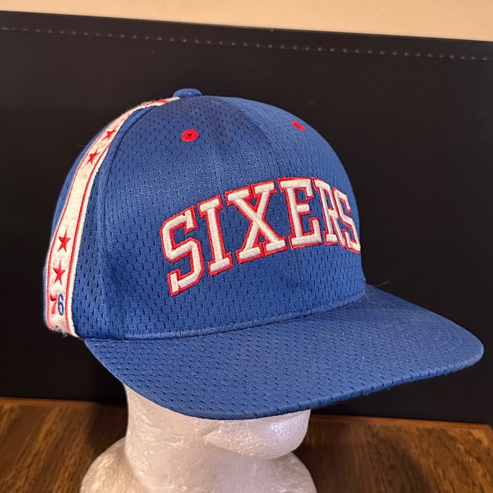 Mitchell & Ness Philadelphia 76ers Snapback Hat Blue Mesh Hardwood Classics Cap